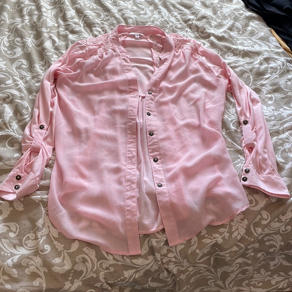 Pink lace long sleeve tee